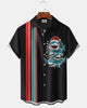 Alohadaddy® Christmas Striped Shark Print Pocket Elastic Button Men's Short Sleeve Shirt Big & Tall