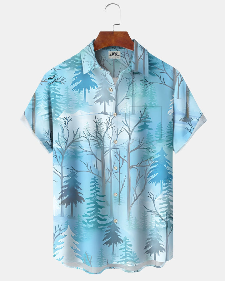 Alohadaddy® Christmas Fir Print Artistic Stretch Button Pocket Men&