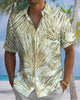 Alohadaddy® Hawaiian Palm Leaf Print Art Pocket Button Stretch Men's Short Sleeve Shirt Big & Tall