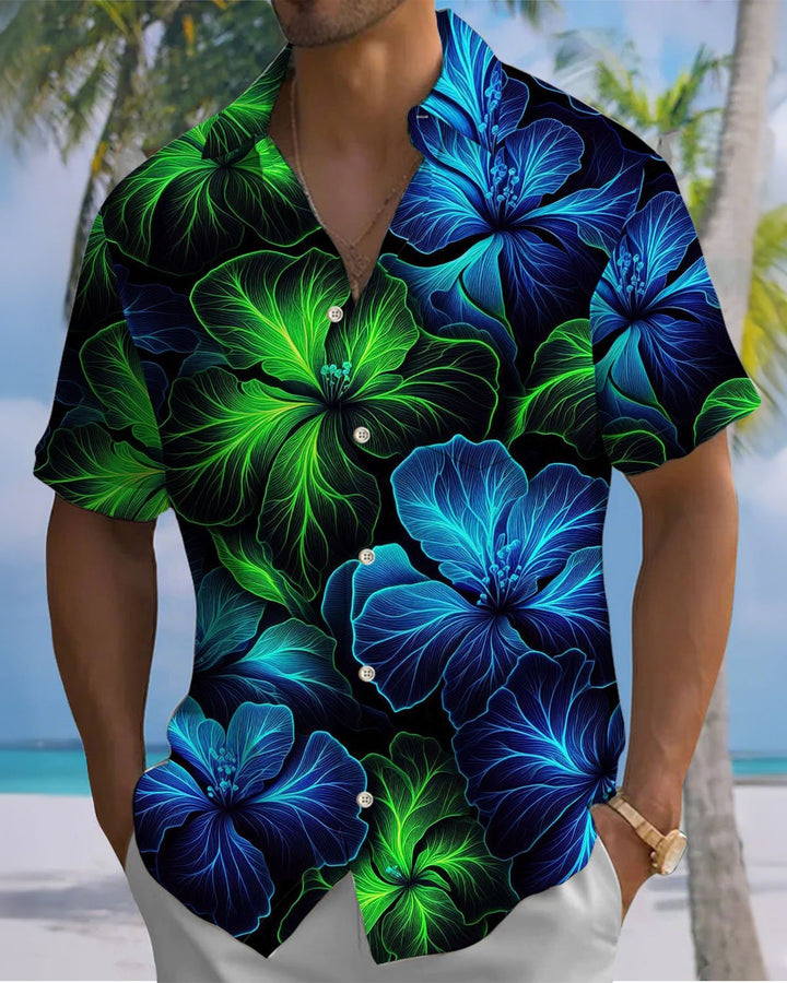 Alohadaddy® Casual Floral Print Art Pocket Button Cardigan Men&