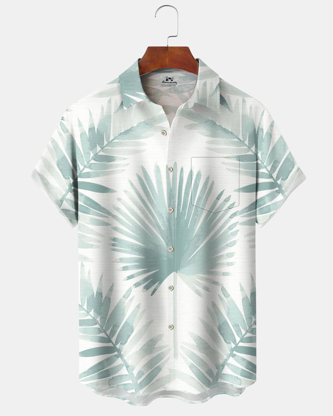 Alohadaddy® Hawaiian Palm Leaf Print Art Pocket Button Men&