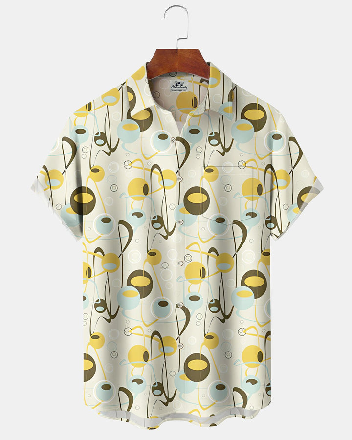 Alohadaddy® Vintage Geometric Print Art Button Pocket Cardigan Men&