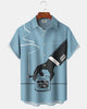 Alohadaddy® Men's Short-Sleeve Button-Down Cardigan Shirt  Casual Style with Cigarette & Wine Glass Graphic Print and Pocket