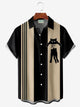 Alohadaddy Retro Bowling Funny Cat 3D Print Men's Button Pocket Short Sleeve Shirt Big & Tall