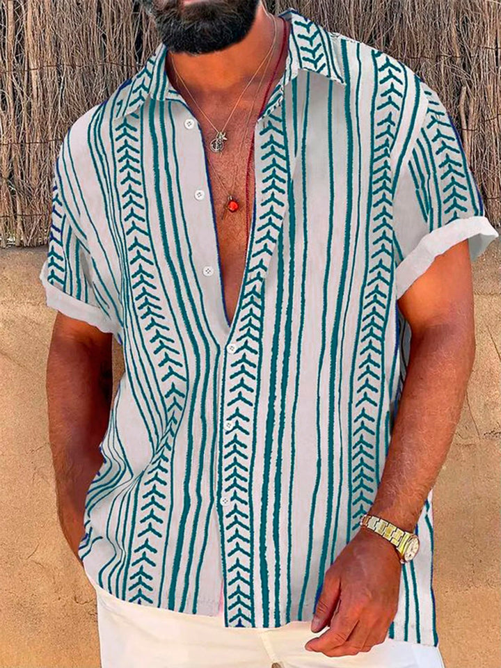 Alohadaddy Retro Striped Geometric 3D Digital Print Men&