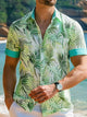 Camisa de manga corta con bolsillo y botones para hombre, con estampado digital 3D de hojas de plantas hawaianas de Alohadaddy, talla grande y alta