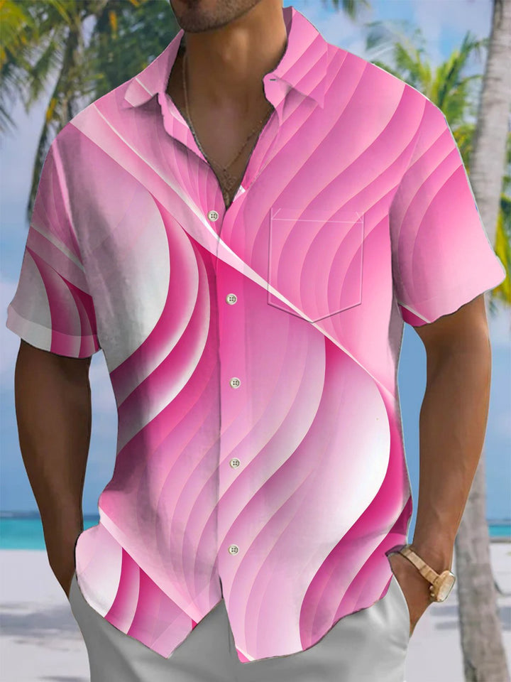 Alohadaddy® Casual Abstract Texture Print Chest Pocket Stretch Moisture Wicking Men&