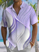 Alohadaddy® Casual Abstract Texture Print Chest Pocket Stretch Moisture Wicking Men's Short Sleeve Shirt
