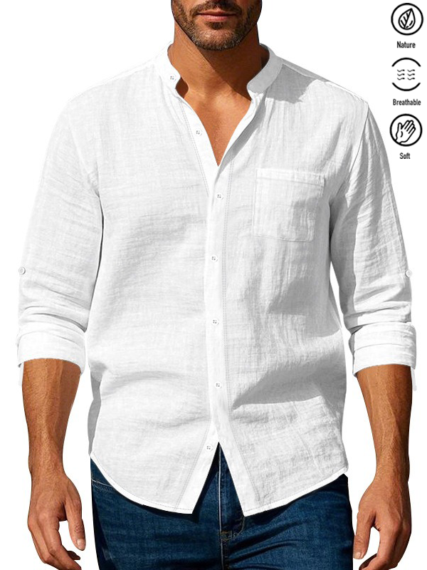 Alohadaddy® Basic Solid Color Cotton Linen Print Men&