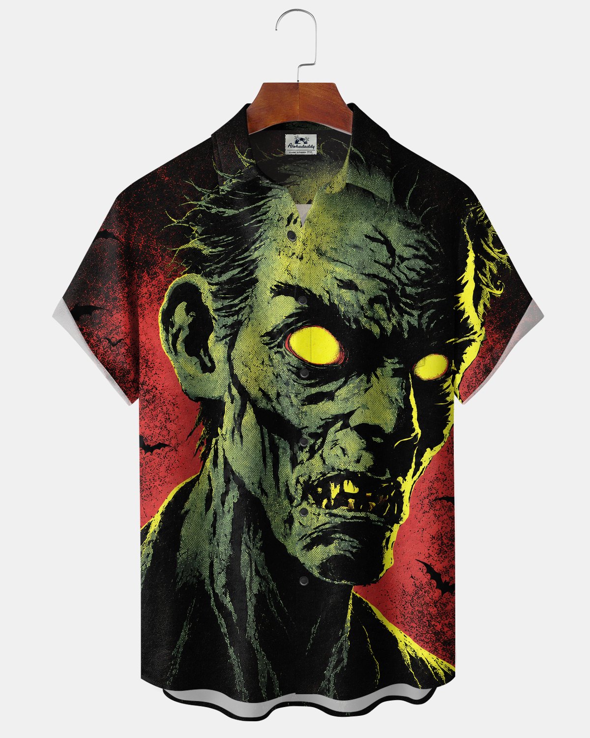 Alohadaddy® Men's Short-Sleeve Button-Down Shirt with Pocket Halloween Print