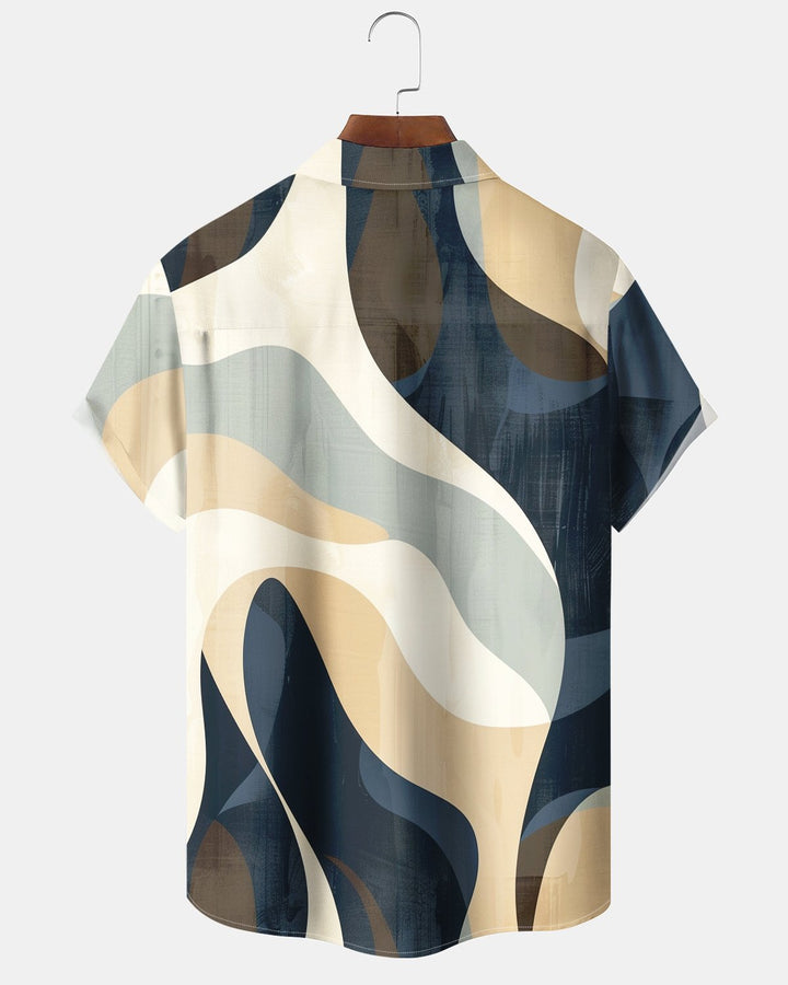 Alohadaddy® Retro Geometric Abstract Gradient Print Short-Sleeve Shirt