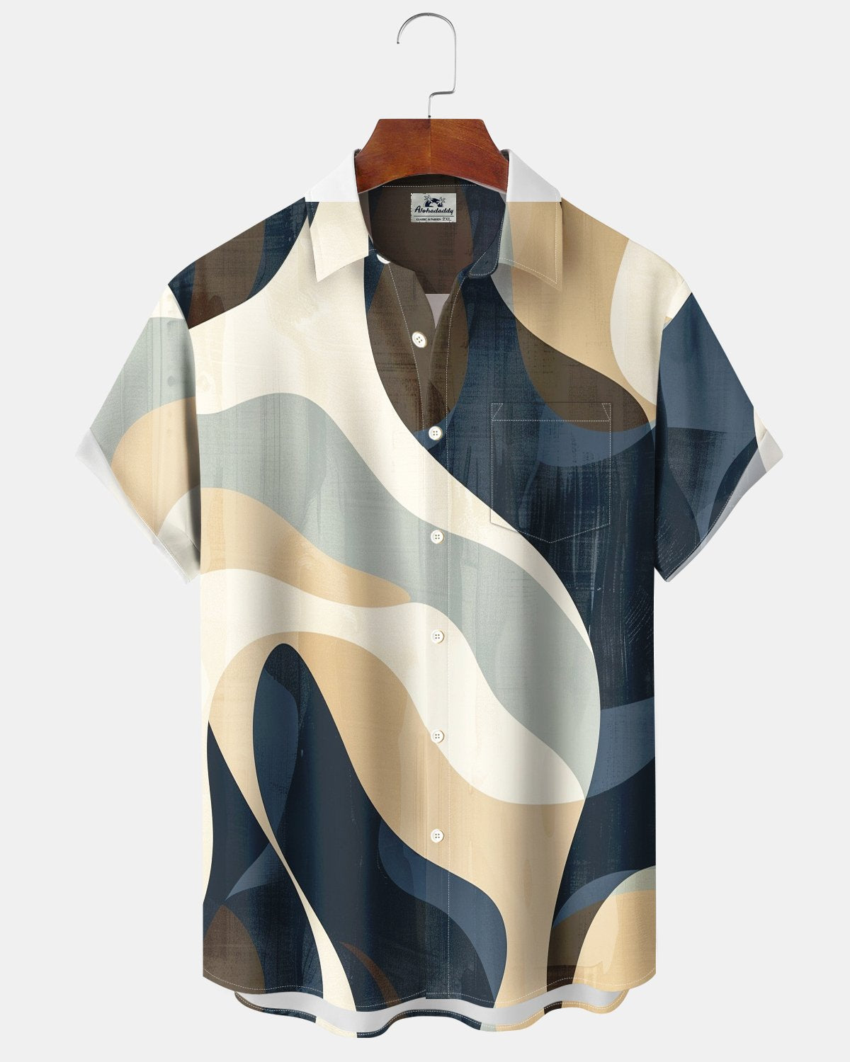 Alohadaddy® Retro Geometric Abstract Gradient Print Short-Sleeve Shirt