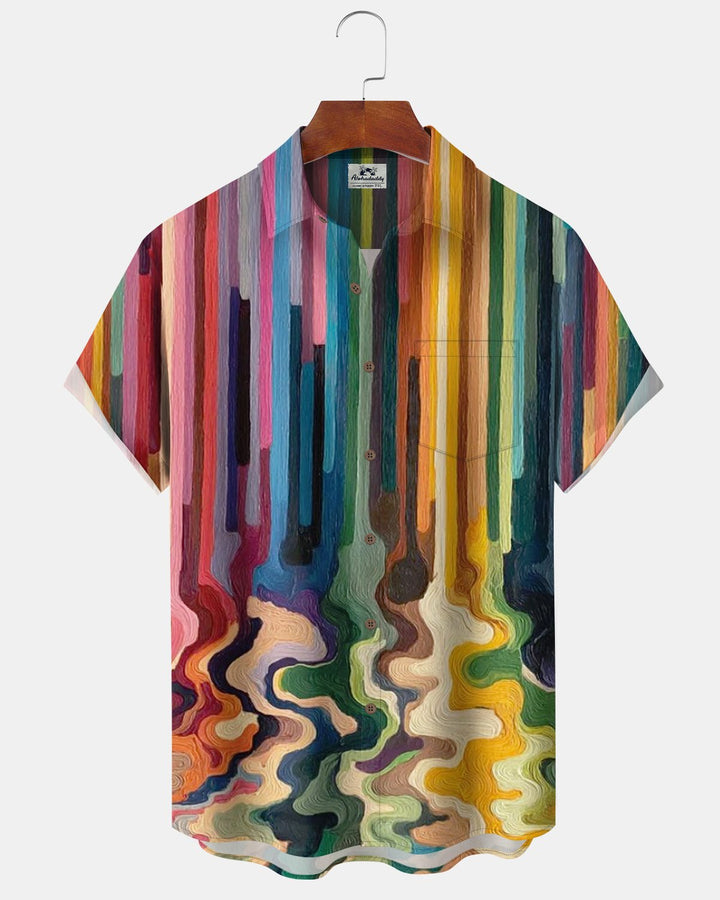 Alohadaddy® Casual Striped Abstract Art Print Men&