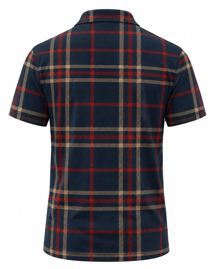 Men’s Basic Casual Checkered pattern Retro Print Button Down Polo Short-Sleeve Big &amp; Tall
