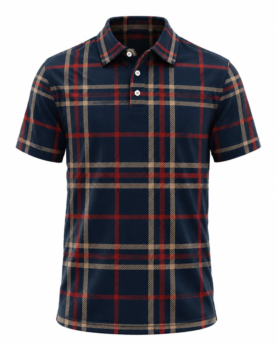 Men’s Basic Casual Checkered pattern Retro Print Button Down Polo Short-Sleeve Big &amp; Tall