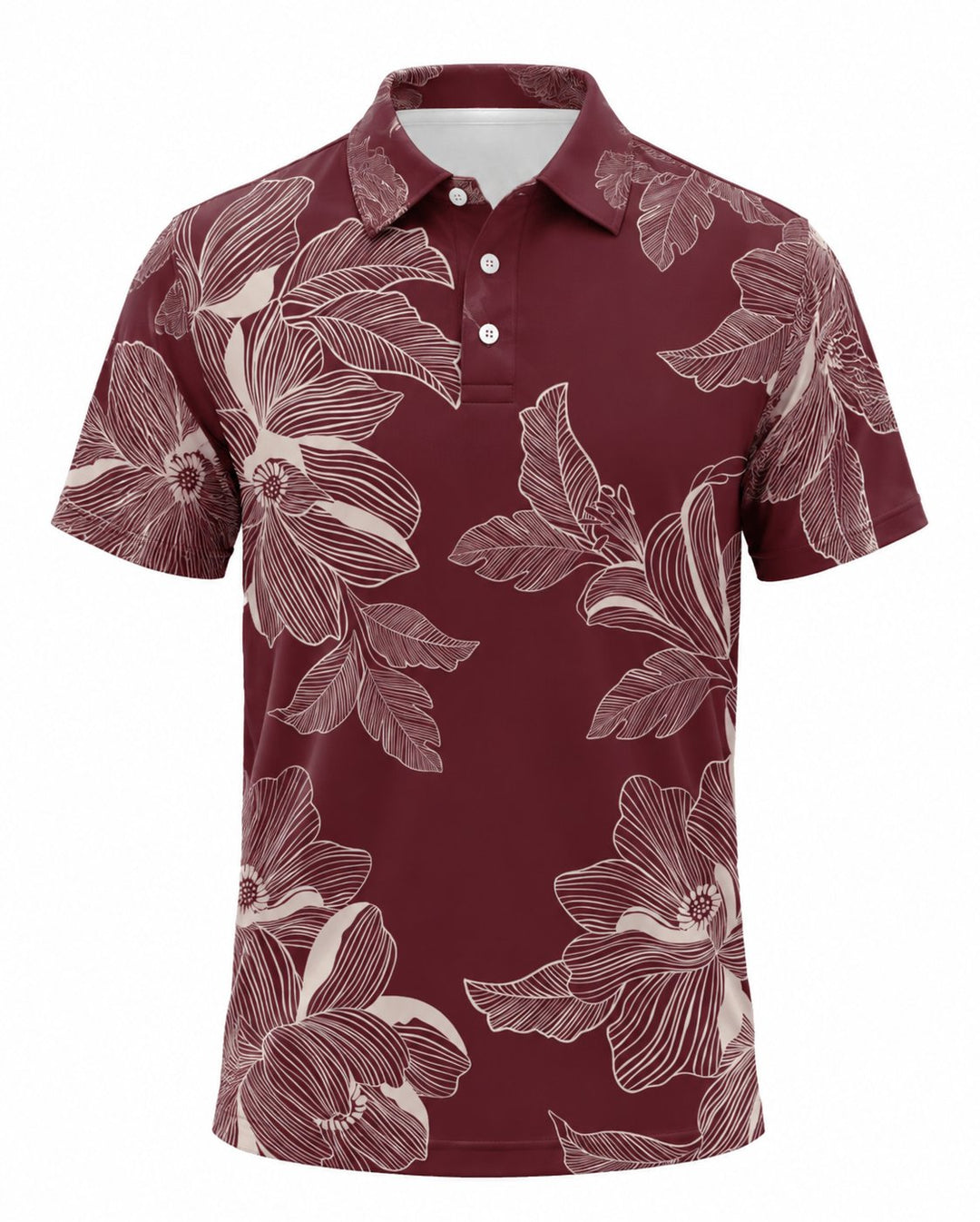 Men’s Basic Casual Flowering and plants Retro Print Button Down Polo Short-Sleeve Big &amp; Tall