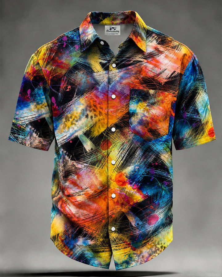 Alohadaddy® Casual Abstract Art Brushstroke Print Men&