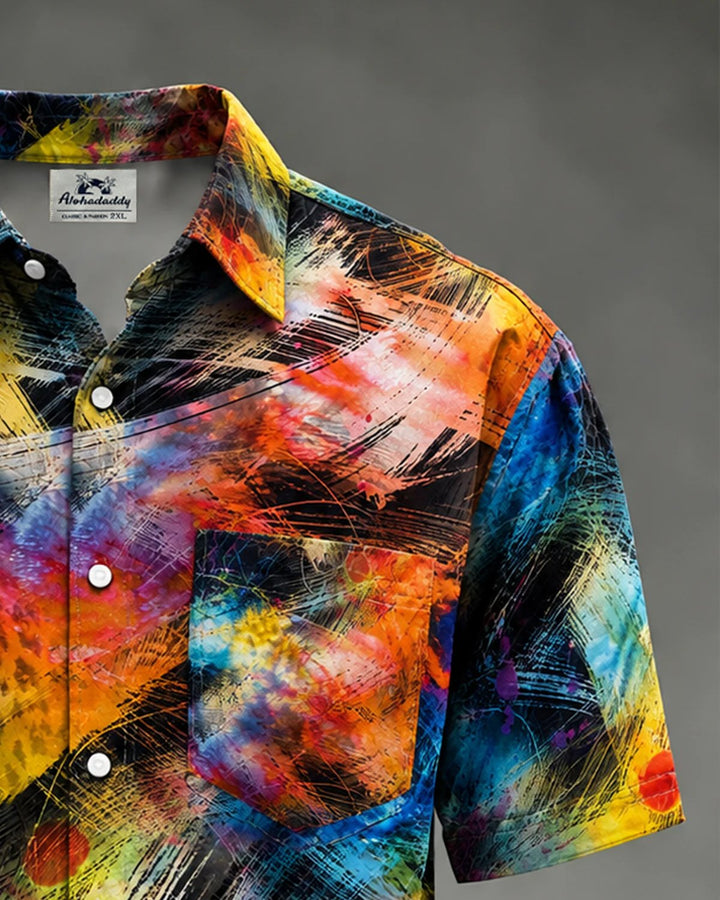 Alohadaddy® Casual Abstract Art Brushstroke Print Men&