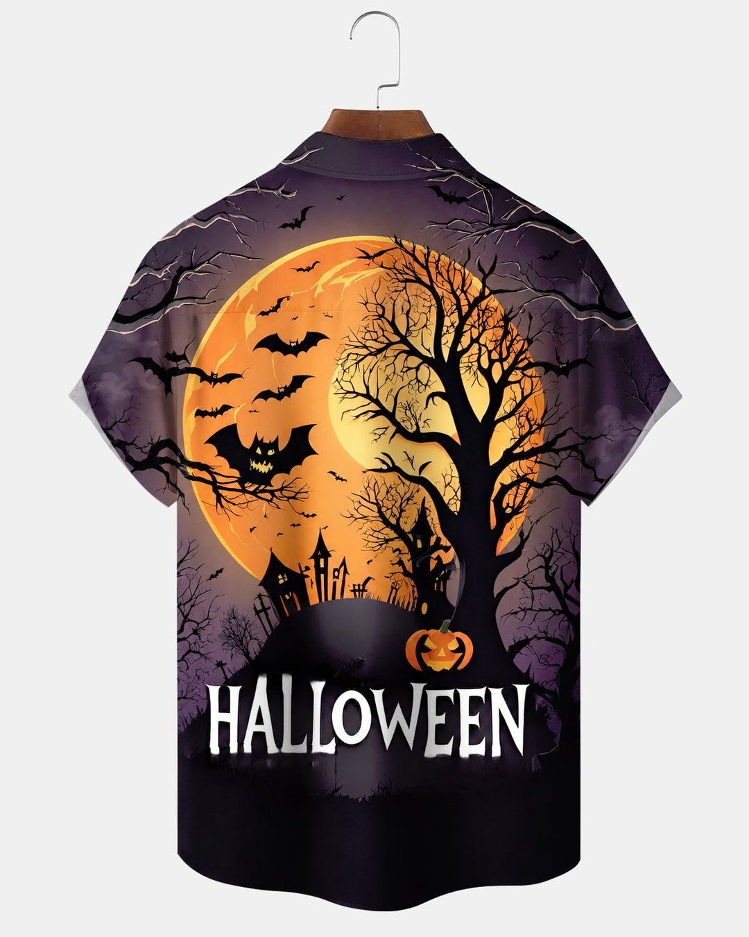Alohadaddy® Holiday Halloween Castle Bat Pumpkin Print Men&