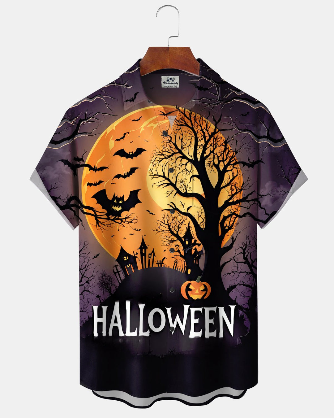 Alohadaddy® Holiday Halloween Castle Bat Pumpkin Print Men&