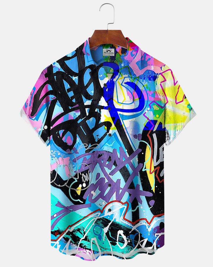 Alohadaddy® Retro Graffiti Abstract Art Letter Print Men&