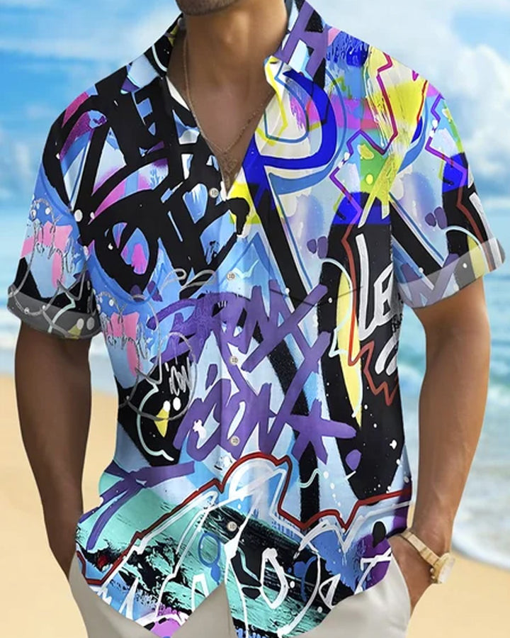 Alohadaddy® Retro Graffiti Abstract Art Letter Print Men&