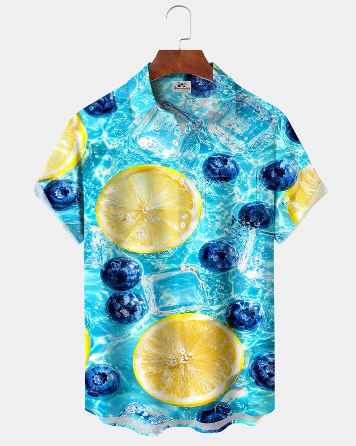 Alohadaddy® Casual Fruit Blueberry Lemon Print Men&