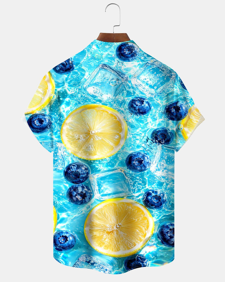 Alohadaddy® Casual Fruit Blueberry Lemon Print Men&
