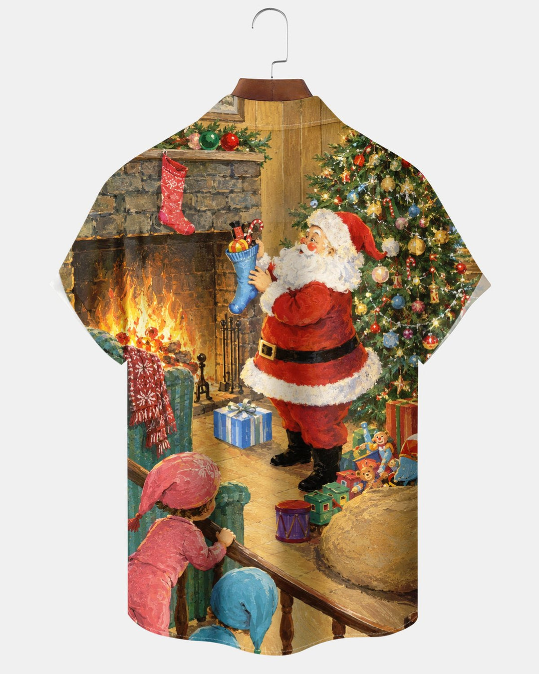 Alohadaddy® Holiday Christmas Santa Claus and Christmas Tree Print Men&