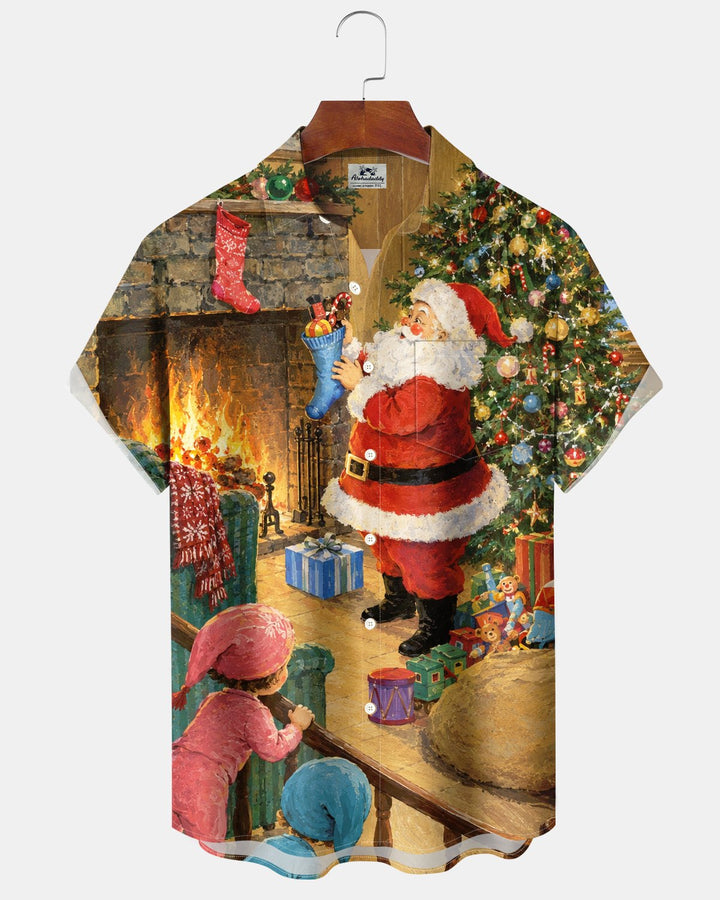 Alohadaddy® Holiday Christmas Santa Claus and Christmas Tree Print Men&