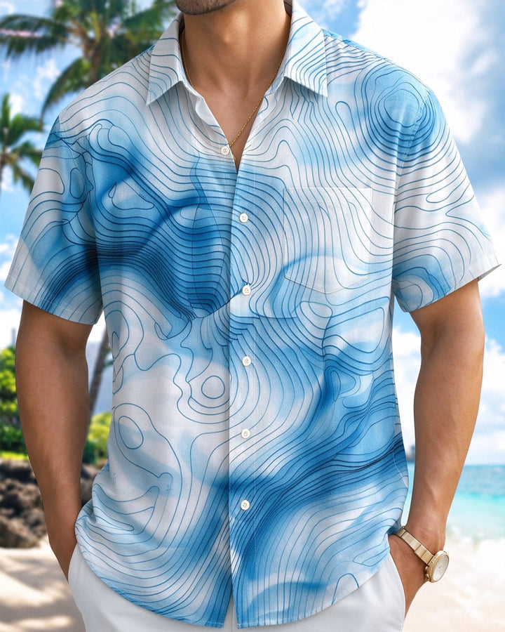 Alohadaddy® Casual Basic Striped Gradient Abstract Print Men&