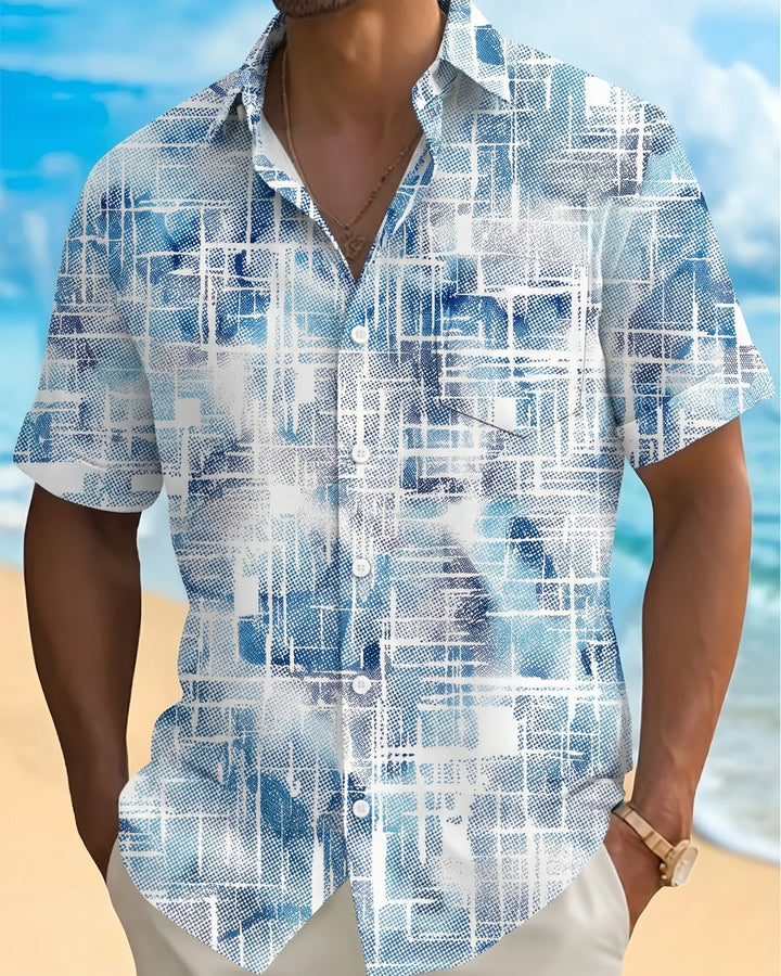 Alohadaddy® Casual Geometric Abstract Stripe Art Print Men&