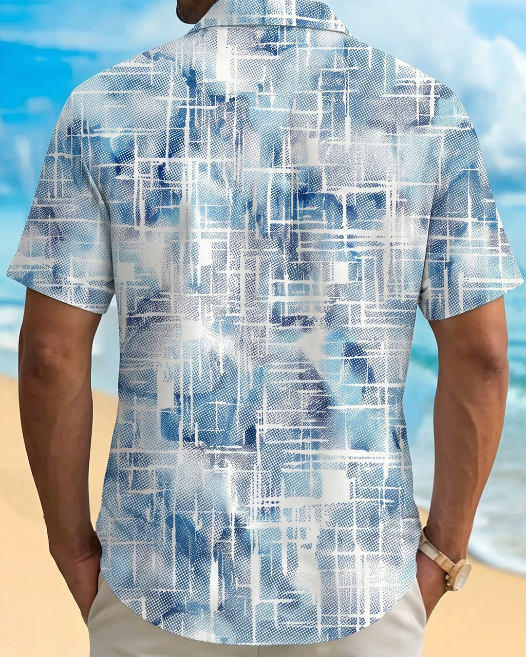 Alohadaddy® Casual Geometric Abstract Stripe Art Print Men&