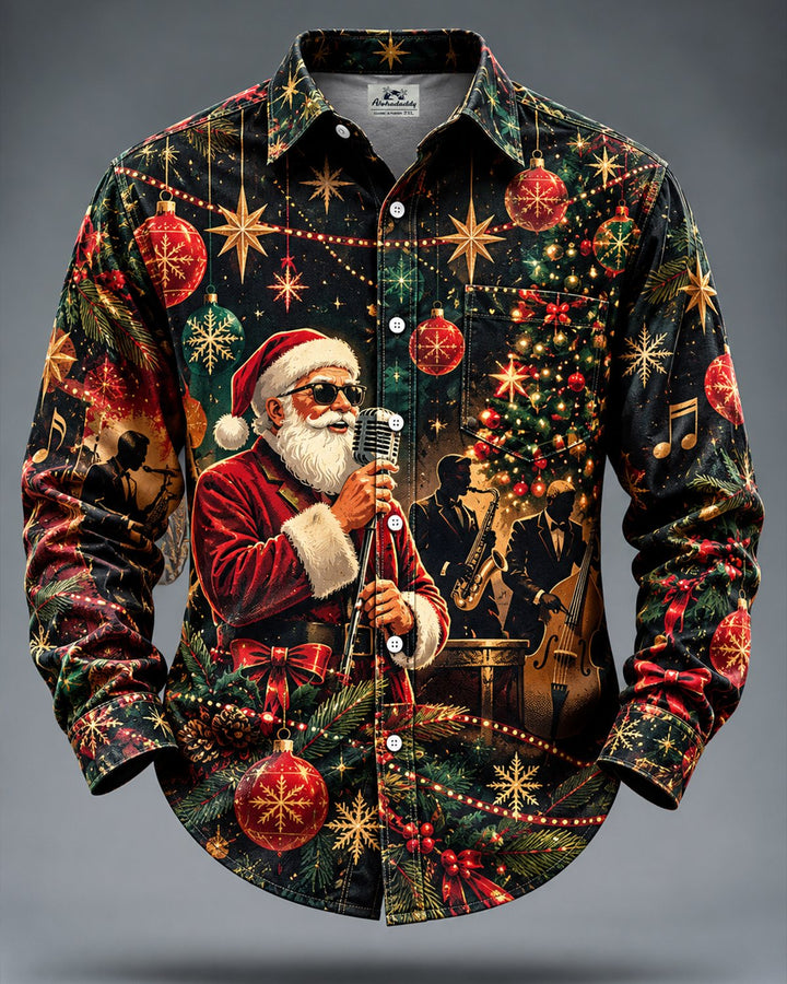 Alohadaddy® Holiday Christmas Santa Singing Print Men&