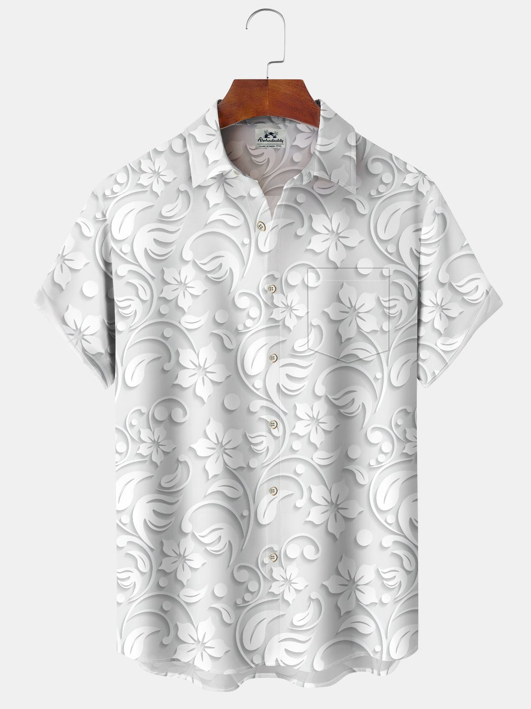 Alohadaddy Casual Everyday Flowers Print Art Stretch Oversized Button Cardigan Polyester Short Sleeve Shirt