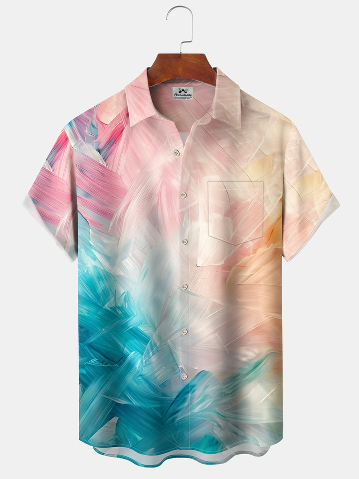 Alohadaddy® Ombre Abstract Texture Art Print Chest Pocket Stretch Large Size Men&