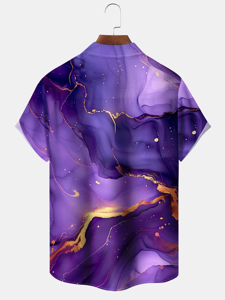 Alohadaddy® Casual Abstract Texture Art Print Pockets Moisture Wicking Hawaiian Shirts Big &amp; Tall