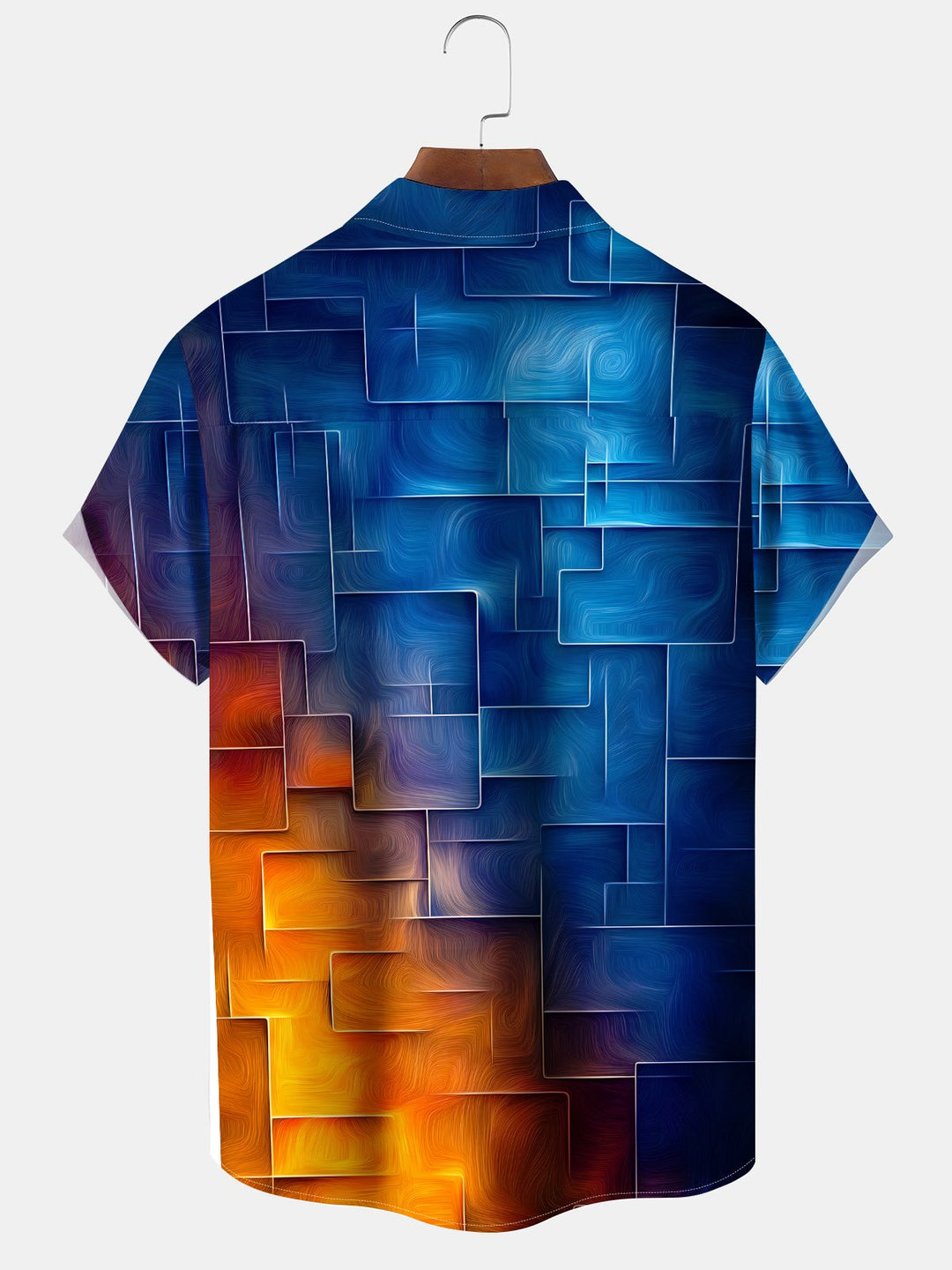 Alohadaddy® Vintage Ombre Geometric Art Print Pockets Wicking Hawaiian Shirt Big &amp; Tall