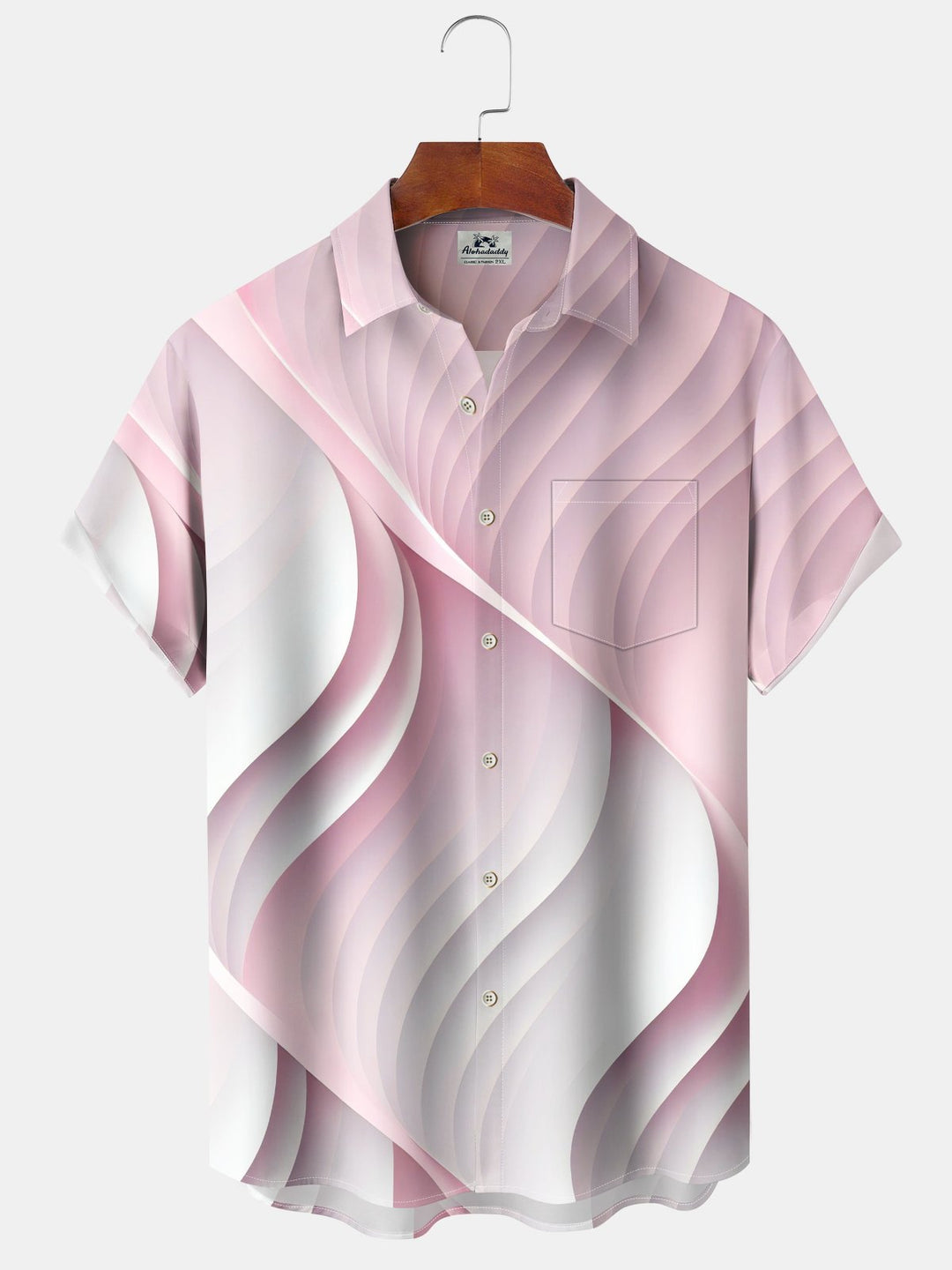 Alohadaddy® Casual Abstract Texture Print Chest Pocket Stretch Moisture Wicking Men&