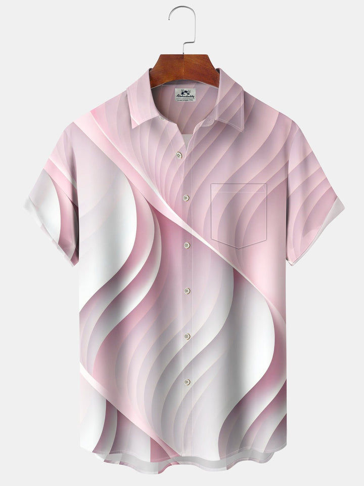 Alohadaddy® Casual Abstract Texture Print Chest Pocket Stretch Moisture Wicking Men&