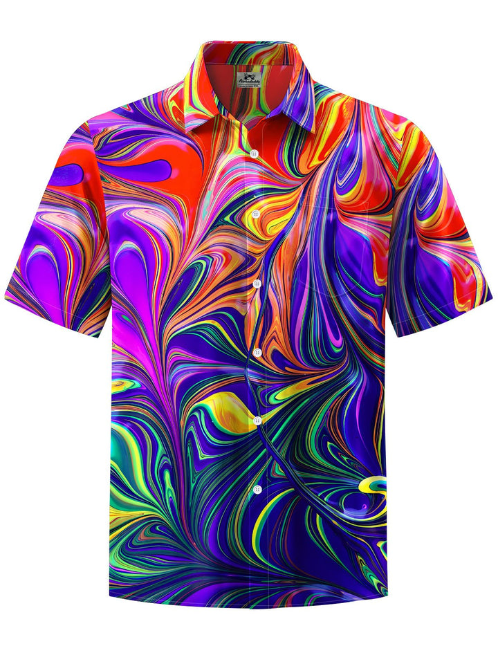 Alohadaddy® Casual Abstract Texture Print Chest Pocket Men&