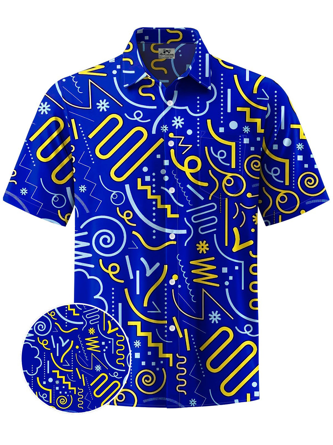 Alohadaddy® Casual Geometric Art Print Chest Pocket Men&