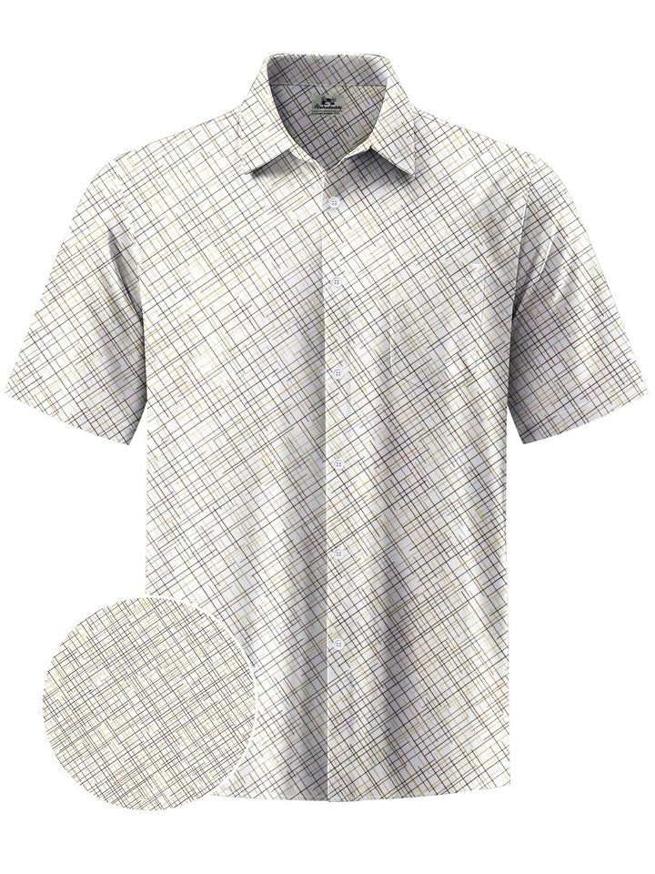 Alohadaddy® Casual Geometric Art Print Chest Pocket Moisture Wicking Men&