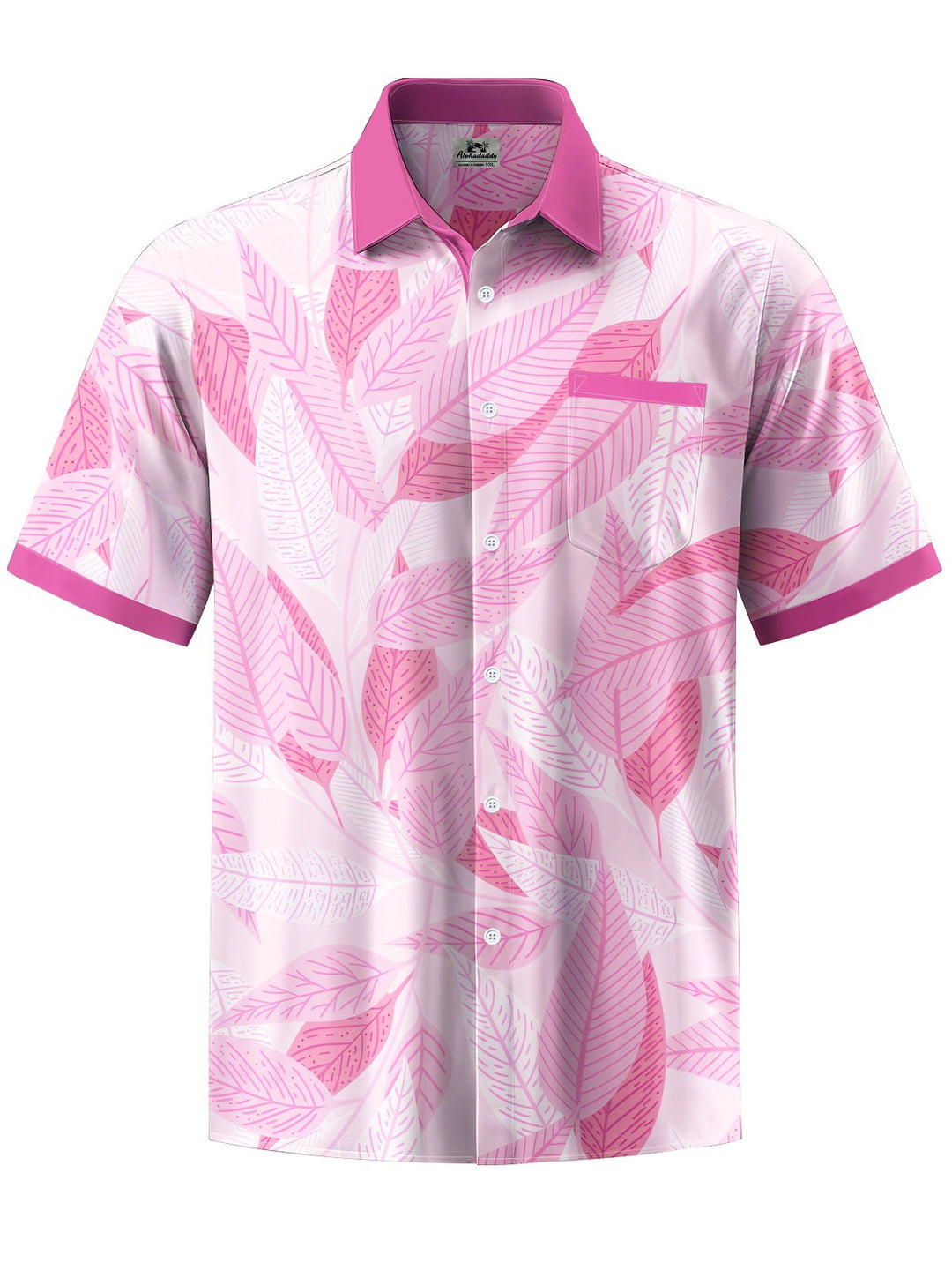 Alohadaddy® Hawaiian Leaves Art Print Moisture Wicking Chest Pocket Mens Short Sleeve Shirt Big &amp; Tall