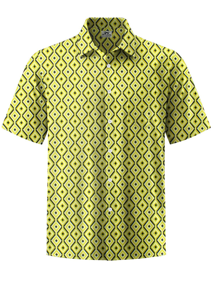 Alohadaddy® Casual Geometric Art Print Chest Pocket Men&