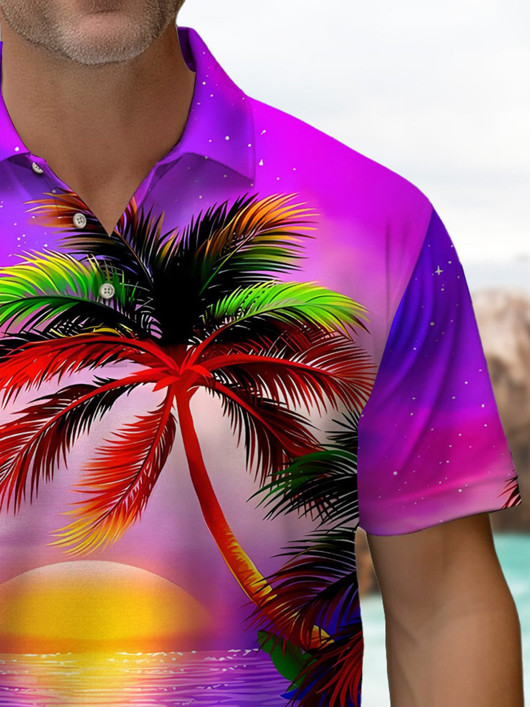Alohadaddy® Hawaii Sunset Beach Palm Trees Print Art Men&
