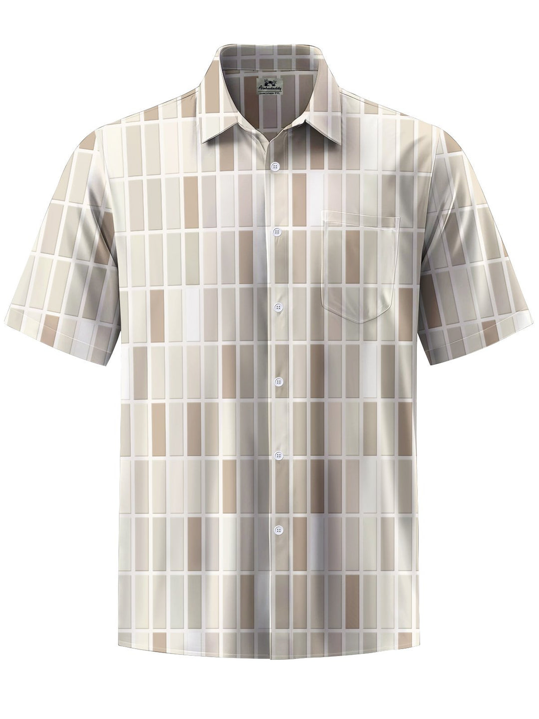 Alohadaddy® Casual Geometric Art Print Chest Pocket Men&
