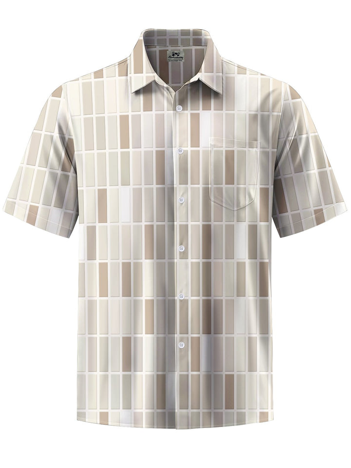 Alohadaddy® Casual Geometric Art Print Chest Pocket Men&