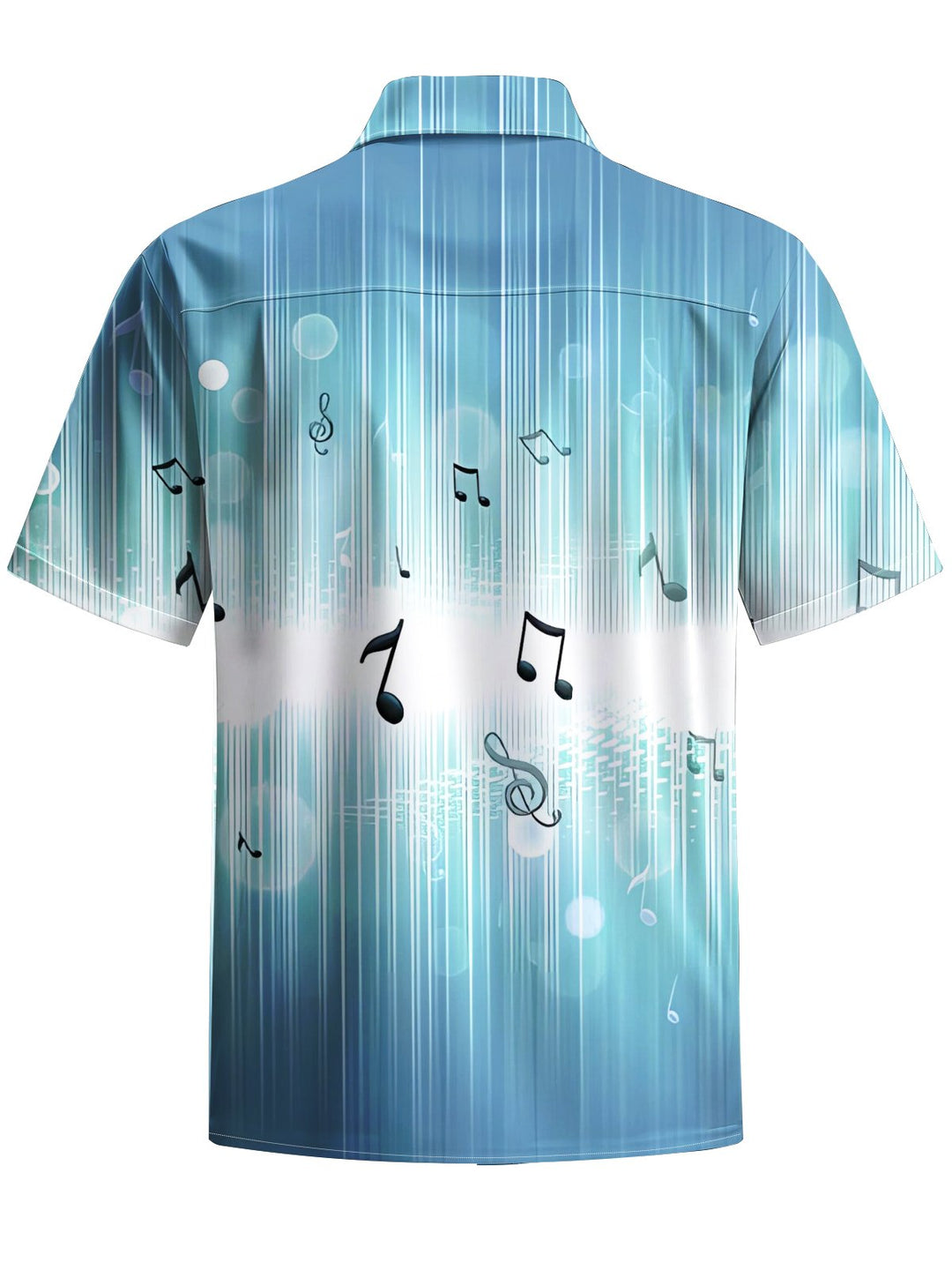 Alohadaddy® Hawaiian Stripe Musical Notes Print Art Chest Pocket Men&