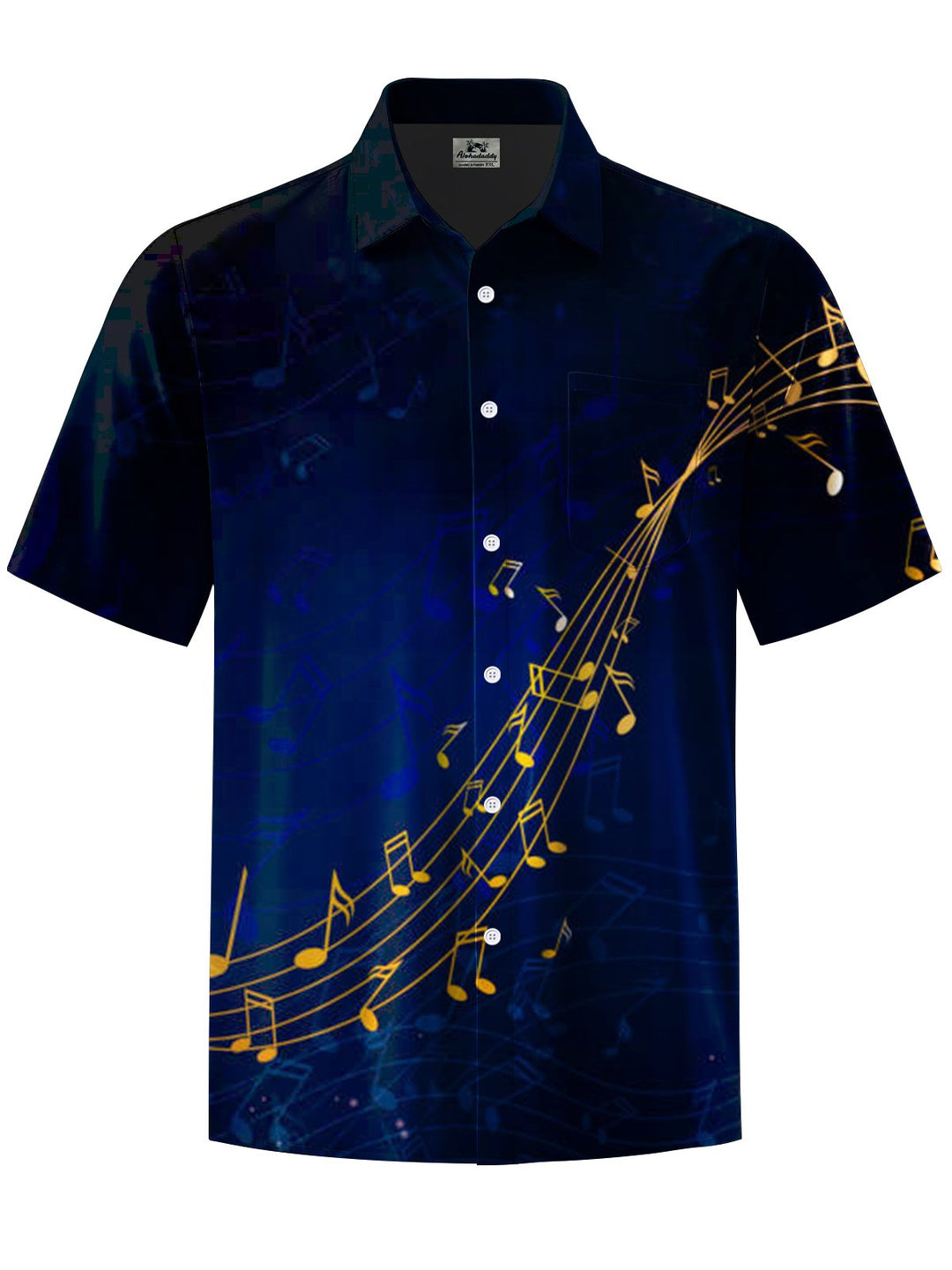 Alohadaddy® Casual Sheet Music Printed Artwork Chest Pocket Men&